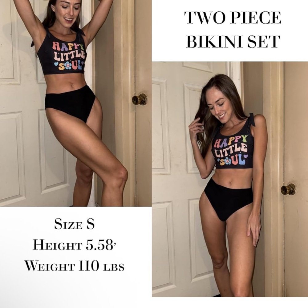 Black 'Happy Little Soul' Bikini Set - Picture 5 of 5